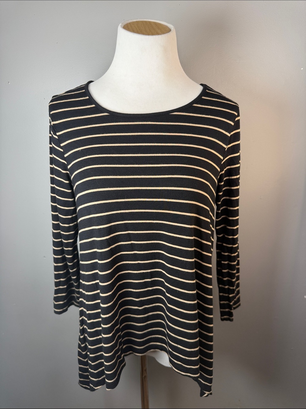 Striped Black and tan Women's 3/4 Sleeve Top